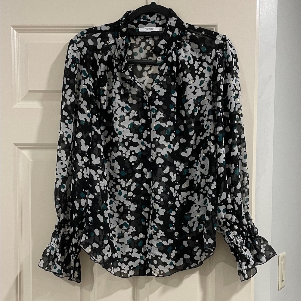 Chico's Black and White Patterned Blouse